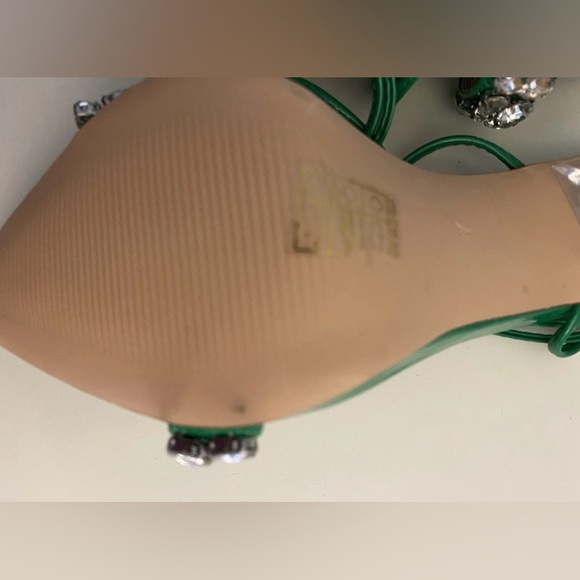 vivianly Strappy Stiletto Clear High Heels Rhinestone Woman's Size: 7  Green - Picture 8 of 9